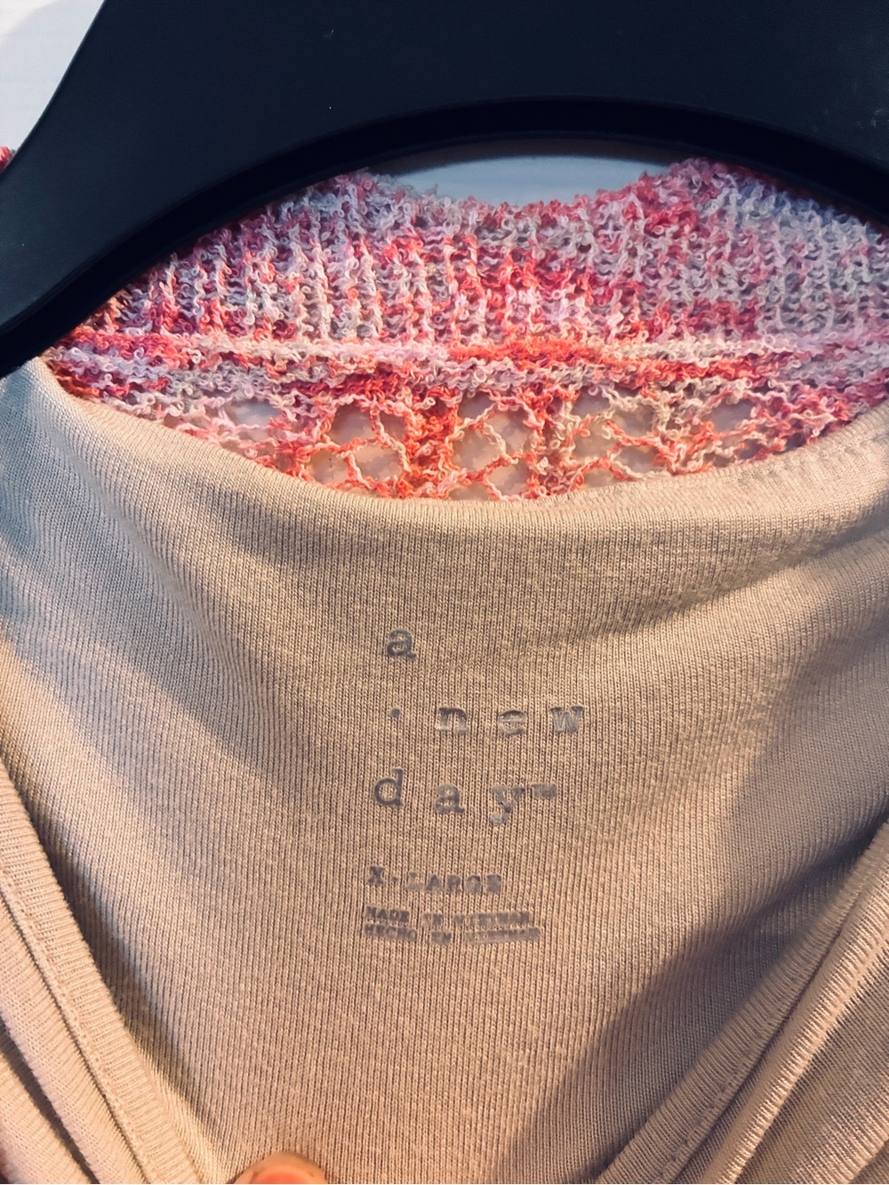 SHEIN Pink Crochet Sweater bundled with A New Day sleeveless top